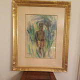 Vintage African American Painting Of Young Boy Signed