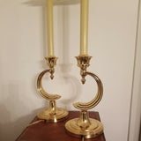 Vintage Heavy Brass Stylized Classic Modern Pair of Lamps