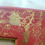 vintage chinoiserie Red Lacquer Designer Frame