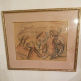 Vintage African American Painting Mixed Media Hand Painted