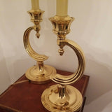 Vintage Heavy Brass Stylized Classic Modern Pair of Lamps