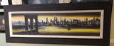 1950's New York City Cityscape Skyline Bridge Empire State Building Painting - Diamonds Sapphires Rubies Emeralds