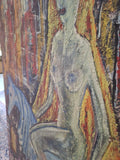 1960's Nude Girl Mid Century Modern Painting Signed Caster