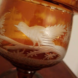 100 Years Old Amber Bohemian Glass Covered Goblet
