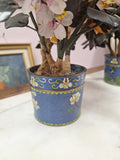 2 Hand Painted Japanese Flower Pots With Artificial Flowers With Jade 3.5" Diam