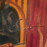 1950's Nude Girls Oil Painting Modernist  Signed