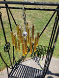 Vintage mid century modern crystal amber chandelier
