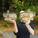 Vintage Pair Of Crystal And Bronze Sconces