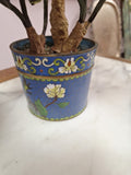 2 Hand Painted Japanese Flower Pots With Artificial Flowers With Jade 3.5" Diam