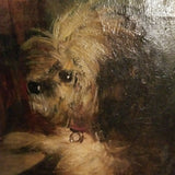 150 Years Old Oil Painting Girl With Dog Signed