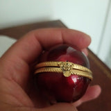 Vintage Enamel Egg Box Maroon