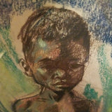 Vintage African American Painting Of Young Boy Signed