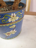 2 Hand Painted Japanese Flower Pots With Artificial Flowers With Jade 3.5" Diam