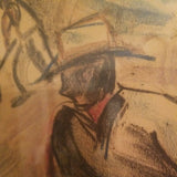 Vintage African American Painting Mixed Media Hand Painted