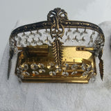 Vintage Pair Of Crystal And Bronze Sconces