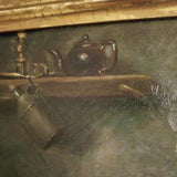 150 Years Old Oil Painting Girl With Dog Signed