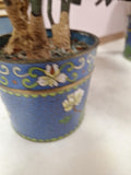 2 Hand Painted Japanese Flower Pots With Artificial Flowers With Jade 3.5" Diam