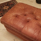 Vintage Leather Trunk Cognac Ottoman Large