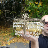 Vintage Pair Of Crystal And Bronze Sconces