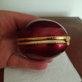 Vintage Enamel Egg Box Maroon