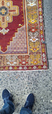 Vintage 1930's Hand Knotted Turkish Anatolya Rug All Wool 4 X 7