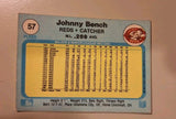 Johnny Bench 1982 Fleer 57 Baseball Card IMPERFECT CONDITION, SEE PICS