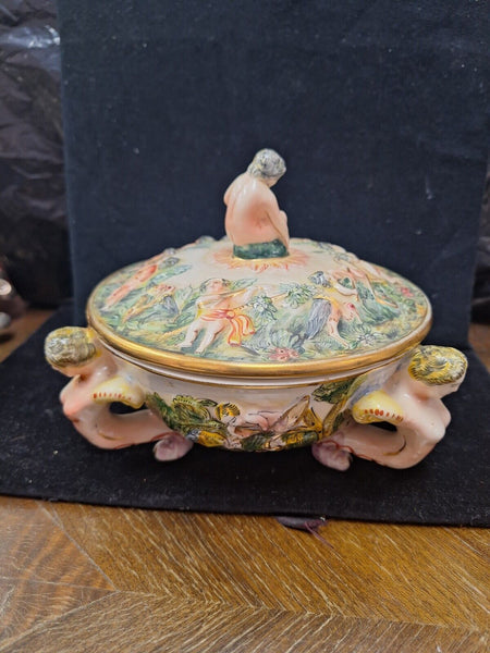 Capodimonte Decorative Bowl Made In Italy 2160 6" Diameter 4" Tall