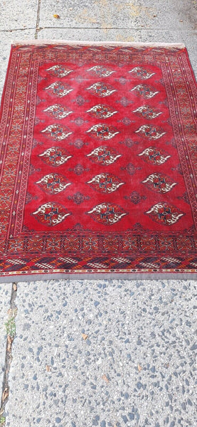 Hand Knotted All Wool Turkoman Oriental Rug Circa 1960's 6-3 x 4-3