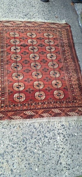 Vintage Hand Knotted Yamud Oriental Rug Wool Foundation 4 x 5