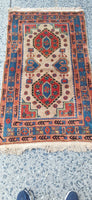 Hand Knotted All Wool Turkistan Rug 3' X 5' Vintage 1980's