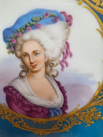 Antique Framed Gilt Sevres Painted On Porcelain Princess du Lambette