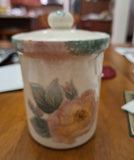 Porcelain Jar with Lid, Floral Design, Made in Italy, Over 4" Tall, About 3" Dia