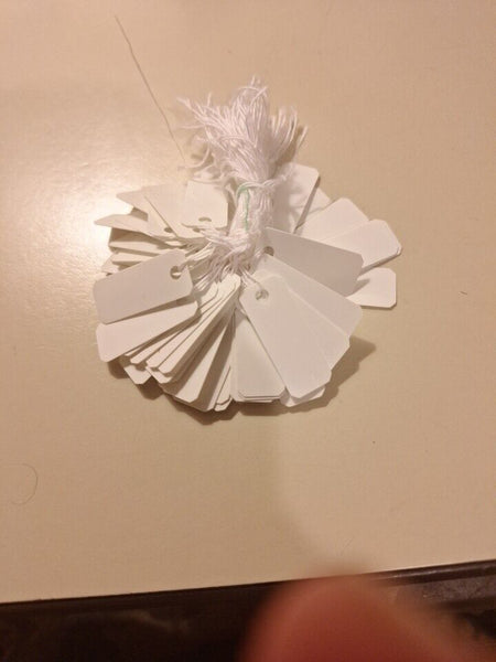 Approximately 65 Merchandise Tags with String Great for Jewelry 1.0625" X 0.375"