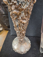 Antique 925 Silver And Crystal Vase