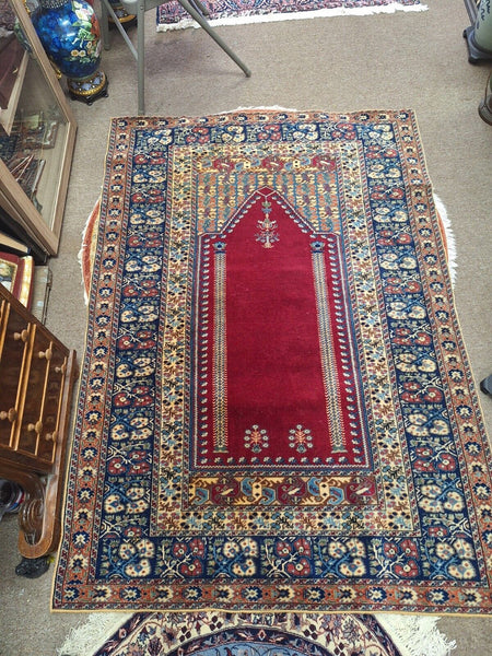 Antique Gheisari Turkish Oriental Rug Hand Knott Over 100 Years Old Very Good...