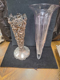 Antique 925 Silver And Crystal Vase