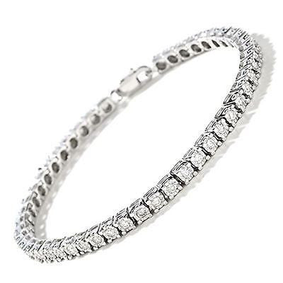 5.26 Total Carat Weight 14K White Gold Tennis Bracelet 7" - Diamonds Sapphires Rubies Emeralds
