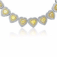 Magnificent Graduating Heart Shape Yellow Diamond Necklace - Diamonds Sapphires Rubies Emeralds