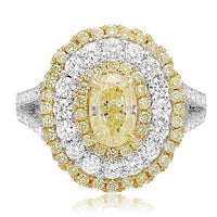 18K White & Yellow Gold Yellow Diamond Ring Size 6.5 GIA Certified - Diamonds Sapphires Rubies Emeralds