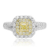 18K White & Yellow Gold Yellow Diamond Ring Size 6.5 - Diamonds Sapphires Rubies Emeralds