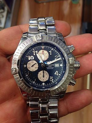 Breitling A1337011 Super Avenger Chronograph Good Condition Blue Face - Diamonds Sapphires Rubies Emeralds