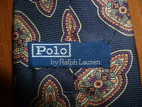Very Rare 100% Silk Navy Paisley Polo by Ralph Lauren Tie Made in USA - Diamonds Sapphires Rubies Emeralds