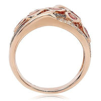 14K Rose Gold Ring with Orange Sapphires and Choclatey Diamonds in Finger Size 7 - Diamonds Sapphires Rubies Emeralds