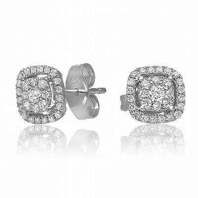14K White Gold Diamond Earring - Diamonds Sapphires Rubies Emeralds
