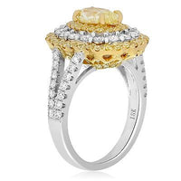 18K White & Yellow Gold Yellow Diamond Ring Size 6.5 GIA Certified - Diamonds Sapphires Rubies Emeralds