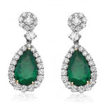 8.36 CARAT NATURAL EMERALDS & 3.43 CARAT DIAMONDS 18K EARRINGS - Diamonds Sapphires Rubies Emeralds