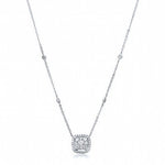 14K White Gold Necklace (Chain Pendant) with Diamonds - Diamonds Sapphires Rubies Emeralds