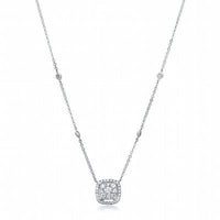 14K White Gold Necklace (Chain Pendant) with Diamonds - Diamonds Sapphires Rubies Emeralds