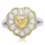 18K White & Yellow Gold Heart Shape Yellow Diamond Ring Size 6.5 GIA CERTIFIED - Diamonds Sapphires Rubies Emeralds