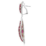 14K White Gold Ruby Earrings with Diamonds, Certified by EGL USA, 31.26 TCW - Diamonds Sapphires Rubies Emeralds